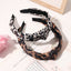 Leopard Print Wide-Brimmed Cross Knotted Retro Fabric Headband for Women