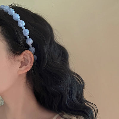 Bamboo Whisper Jade Green Beaded Hair Hoop - Elegant Niche Design Headband