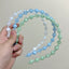 Bamboo Whisper Jade Green Beaded Hair Hoop - Elegant Niche Design Headband