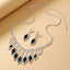 Luxurious Crystal Bridal Jewelry Set - Silver Plated Geometric Necklace and Earrings