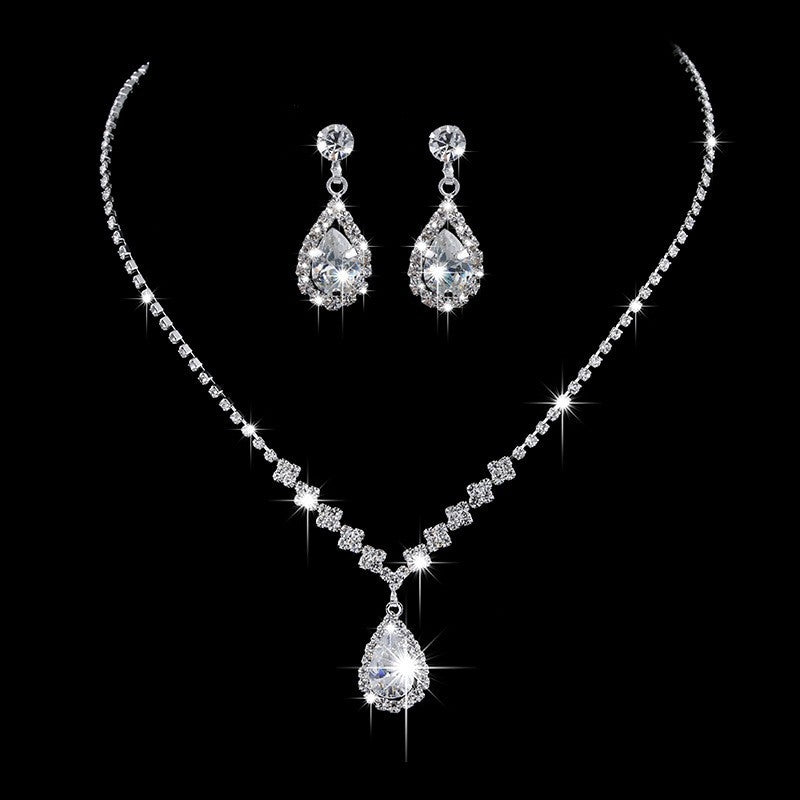 Luxurious Bridal Rhinestone Tassel Necklace and Earring Jewelry Set