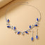 Luxurious Rhinestone Leaf Design Silver Plated Women's Earrings and Necklace Set