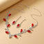 Luxurious Rhinestone Leaf Design Silver Plated Women's Earrings and Necklace Set