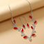 Luxurious Rhinestone Leaf Design Silver Plated Women's Earrings and Necklace Set