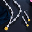 Luxurious Bridal White Gold Plated Gemstone Necklace and Earring Set