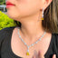 Luxurious Bridal White Gold Plated Gemstone Necklace and Earring Set