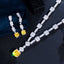 Luxurious Bridal White Gold Plated Gemstone Necklace and Earring Set