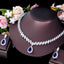 Luxurious Bridal White Gold Plated Jewelry Set with Inlaid Artificial Gemstones and Zirconia Necklace & Earrings