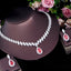 Luxurious Bridal White Gold Plated Jewelry Set with Inlaid Artificial Gemstones and Zirconia Necklace & Earrings