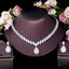 Luxurious Bridal White Gold Plated Jewelry Set with Inlaid Artificial Gemstones and Zirconia Necklace & Earrings