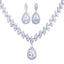 Luxurious Bridal White Gold Plated Jewelry Set with Inlaid Artificial Gemstones and Zirconia Necklace & Earrings