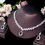 Luxurious Bridal White Gold Plated Jewelry Set with Inlaid Artificial Gemstones and Zirconia Necklace & Earrings