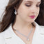 Luxurious Bridal Water Droplet Gemstone & Pearl Jewelry Set - White Gold & Rhodium Plated