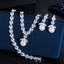 Luxurious Bridal Water Droplet Gemstone & Pearl Jewelry Set - White Gold & Rhodium Plated