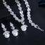 Luxurious Bridal Water Droplet Gemstone & Pearl Jewelry Set - White Gold & Rhodium Plated