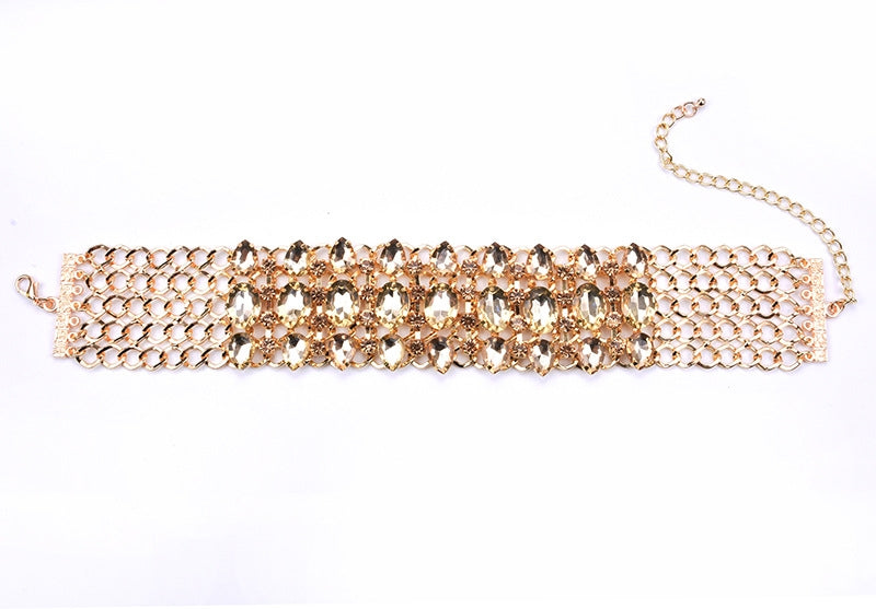 Luxurious Geometric Crystal Rhinestone Statement Necklace for Women