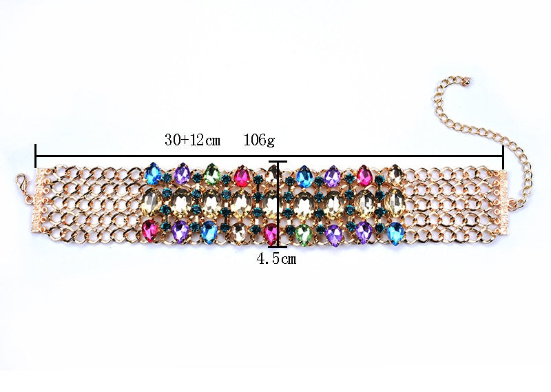 Luxurious Geometric Crystal Rhinestone Statement Necklace for Women