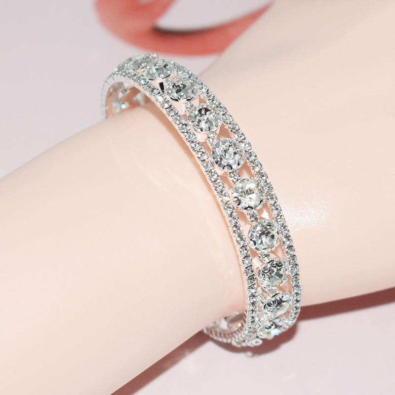 Luxurious Geometric Rhinestone Crystal Wrap Bangle Bracelet for Women