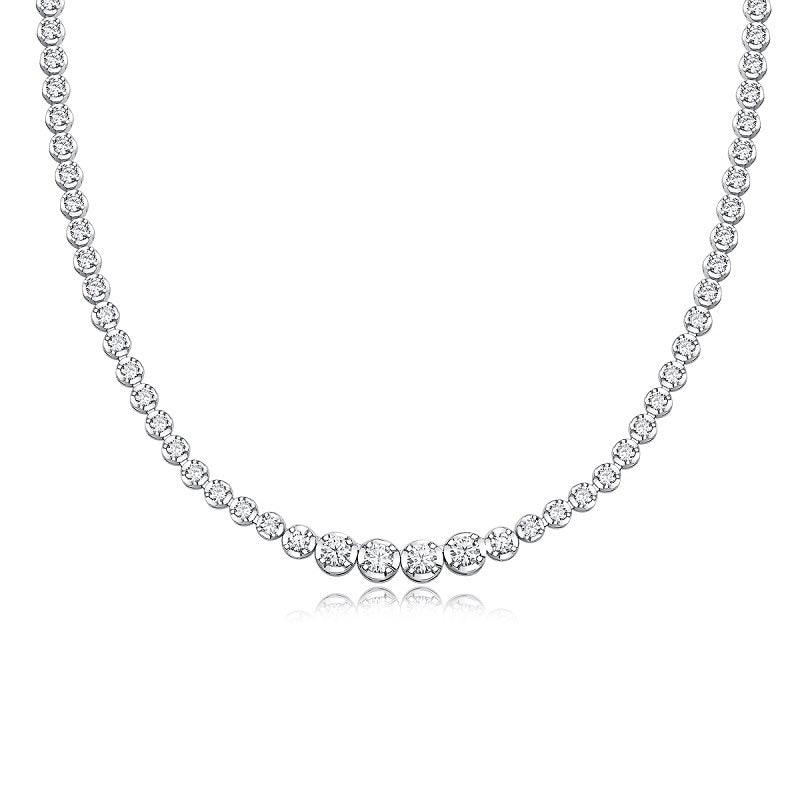 Luxurious Geometric Sterling Silver Moissanite Necklace