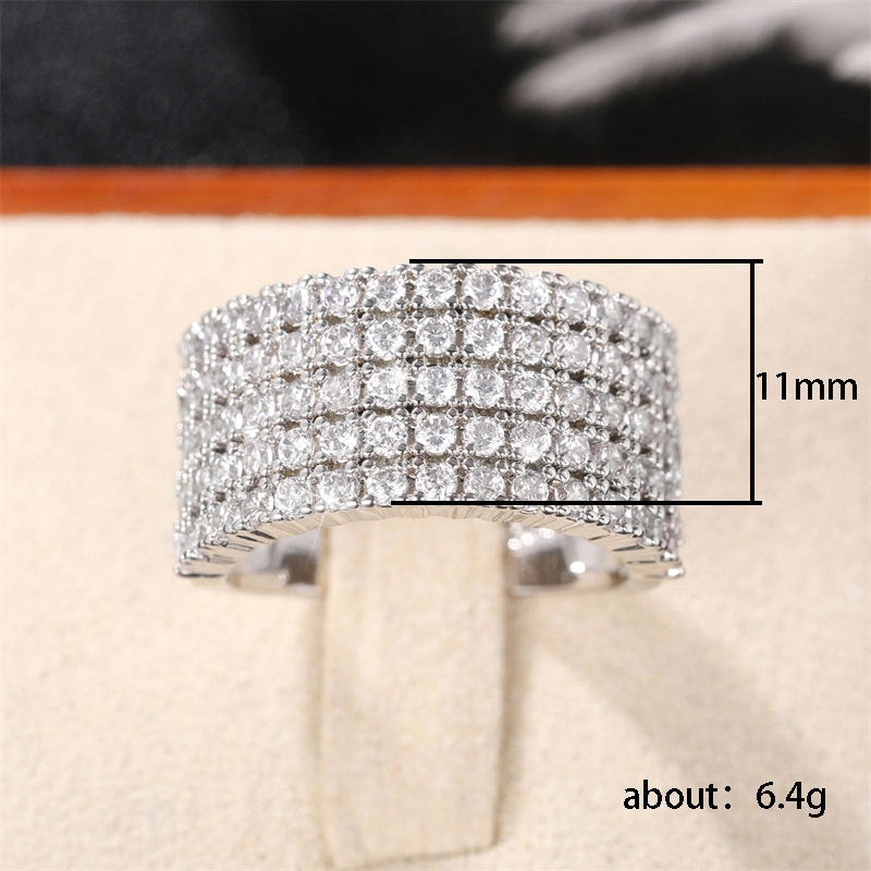 Luxurious Geometric Zircon Copper Multi-Row Women's Ring