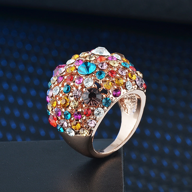 Luxurious Bohemian Geometric Zircon Alloy Colorful Statement Rings