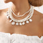 Luxurious Layered Imitation Pearl Tassel Coin Pendant Necklace