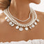 Luxurious Layered Imitation Pearl Tassel Coin Pendant Necklace