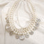 Luxurious Layered Imitation Pearl Tassel Coin Pendant Necklace