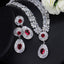 Luxurious Bridal Jewelry Set with Artificial Gemstones and AAA Zircon Necklace in White Gold and Rhodium Plating