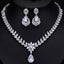 Luxurious Bridal Water Droplet Tassel Zirconia Earrings and White Gold Plated Jewelry Set