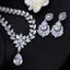 Luxurious Bridal Water Droplet Tassel Zirconia Earrings and White Gold Plated Jewelry Set