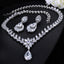 Luxurious Bridal Water Droplet Tassel Zirconia Earrings and White Gold Plated Jewelry Set