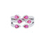 Luxurious Water Droplet Ruby Zirconia Open Ring in White Gold and Rhodium Plating