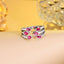 Luxurious Water Droplet Ruby Zirconia Open Ring in White Gold and Rhodium Plating