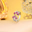 Luxurious Water Droplet Ruby Zirconia Open Ring in White Gold and Rhodium Plating