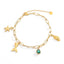 18K Gold Plated Stainless Steel Starfish & Fish Tail Zircon Bracelet - Women's Summer Style