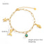 18K Gold Plated Stainless Steel Starfish & Fish Tail Zircon Bracelet - Women's Summer Style