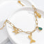 18K Gold Plated Stainless Steel Starfish & Fish Tail Zircon Bracelet - Women's Summer Style