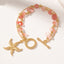 Marine Style Starfish Alloy Bracelet with Natural Stone Flakes and O-Shaped Buckle Chain for Women