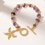 Marine Style Starfish Alloy Bracelet with Natural Stone Flakes and O-Shaped Buckle Chain for Women