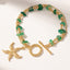 Marine Style Starfish Alloy Bracelet with Natural Stone Flakes and O-Shaped Buckle Chain for Women