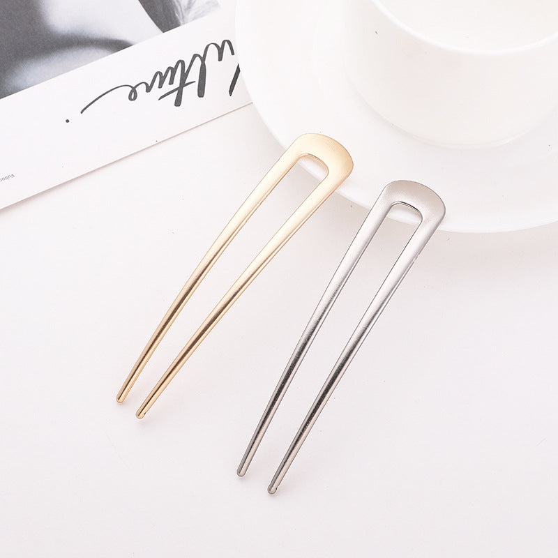 Metal U-Shaped Hairpin for Bun Hairstyles