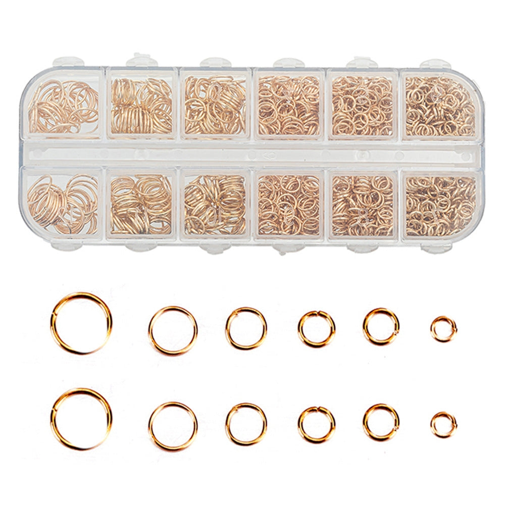 Metal Open Ring Set - 1200PCs Boxed Flat Single Iron Rings