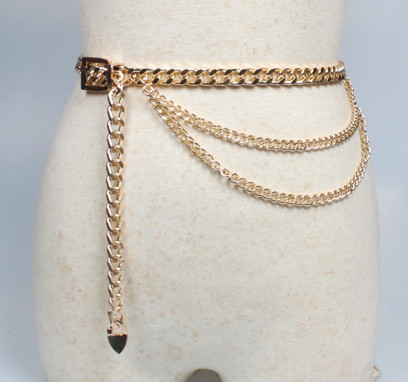 Metal Pendant Pin Buckle Waist Chain Belt for Dresses and Sweaters