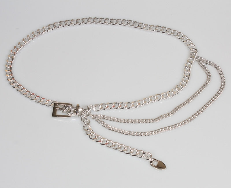 Metal Pendant Pin Buckle Waist Chain Belt for Dresses and Sweaters