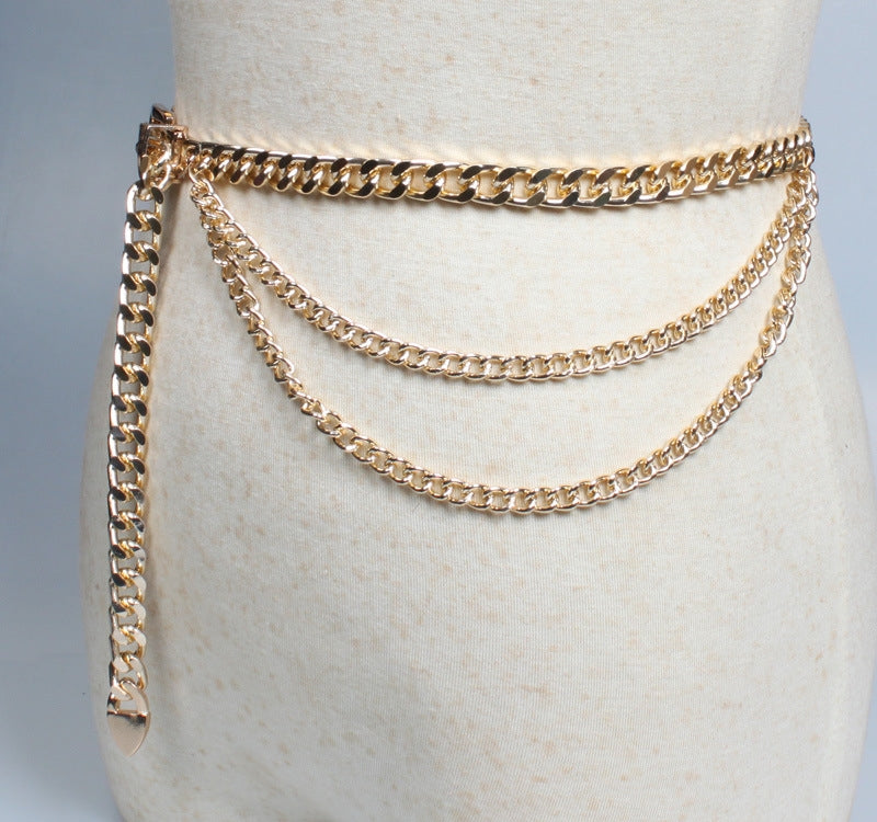 Metal Pendant Pin Buckle Waist Chain Belt for Dresses and Sweaters