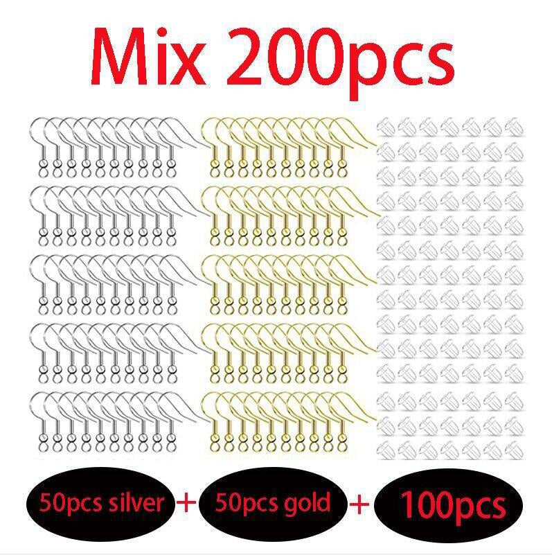 Metal Solid Color Earring Hooks and Clear Backings for DIY Jewelry Making