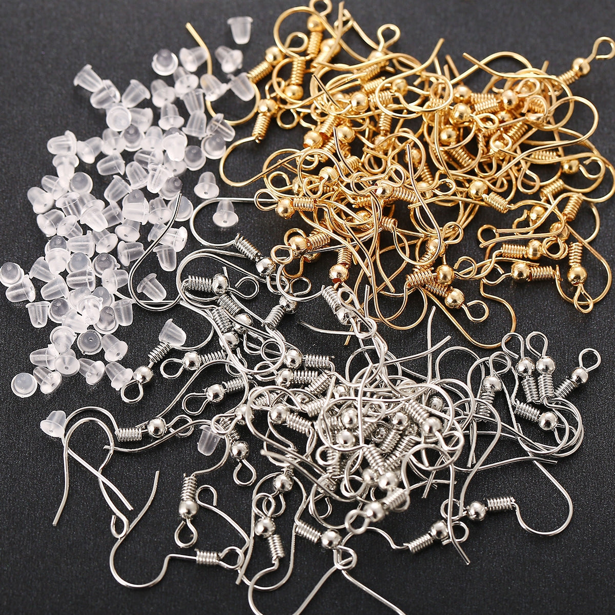 Metal Solid Color Earring Hooks and Clear Backings for DIY Jewelry Making