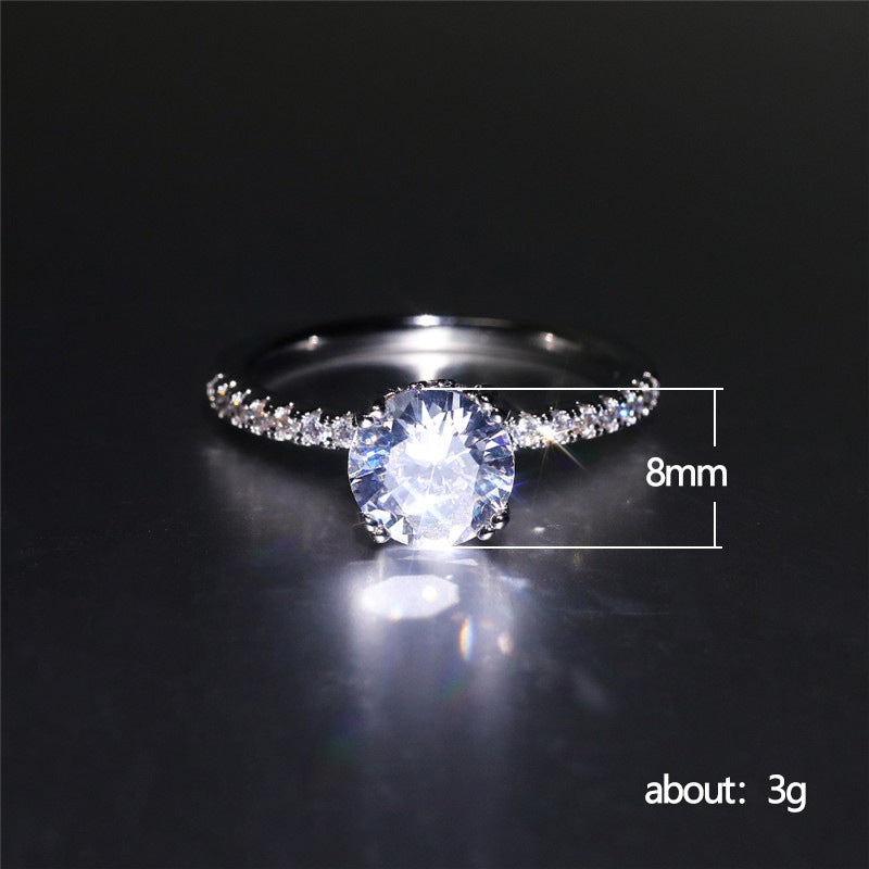 Mirror Copper Zircon Ring - Simple Fashion White Gold Plated Engagement Jewelry