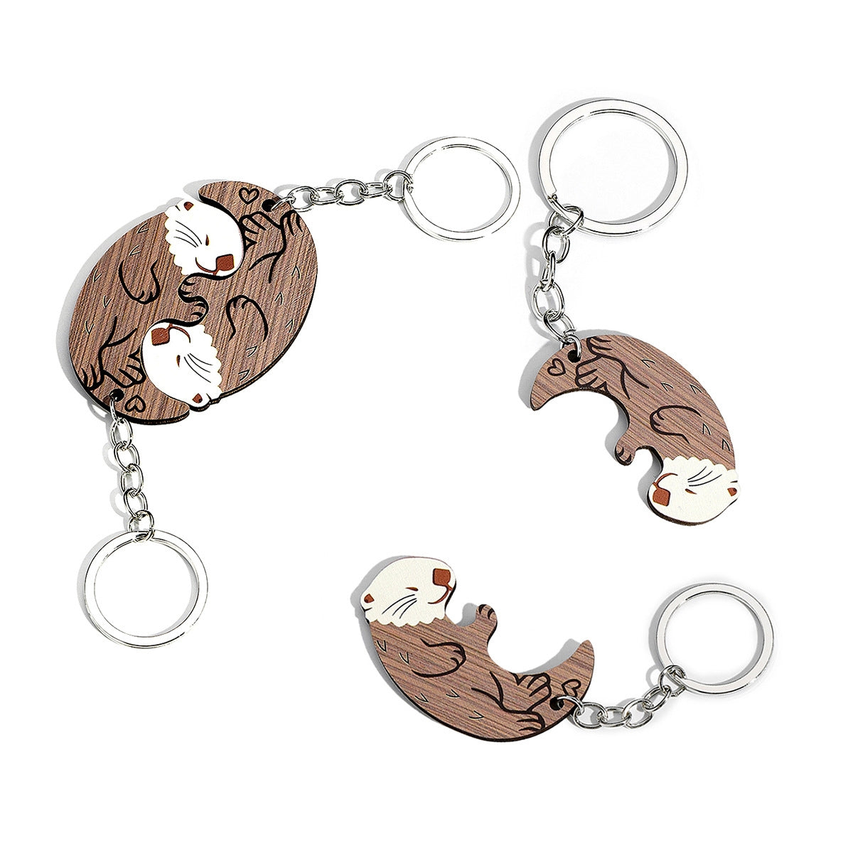 Modern Animal Metal Couple Keychain Set